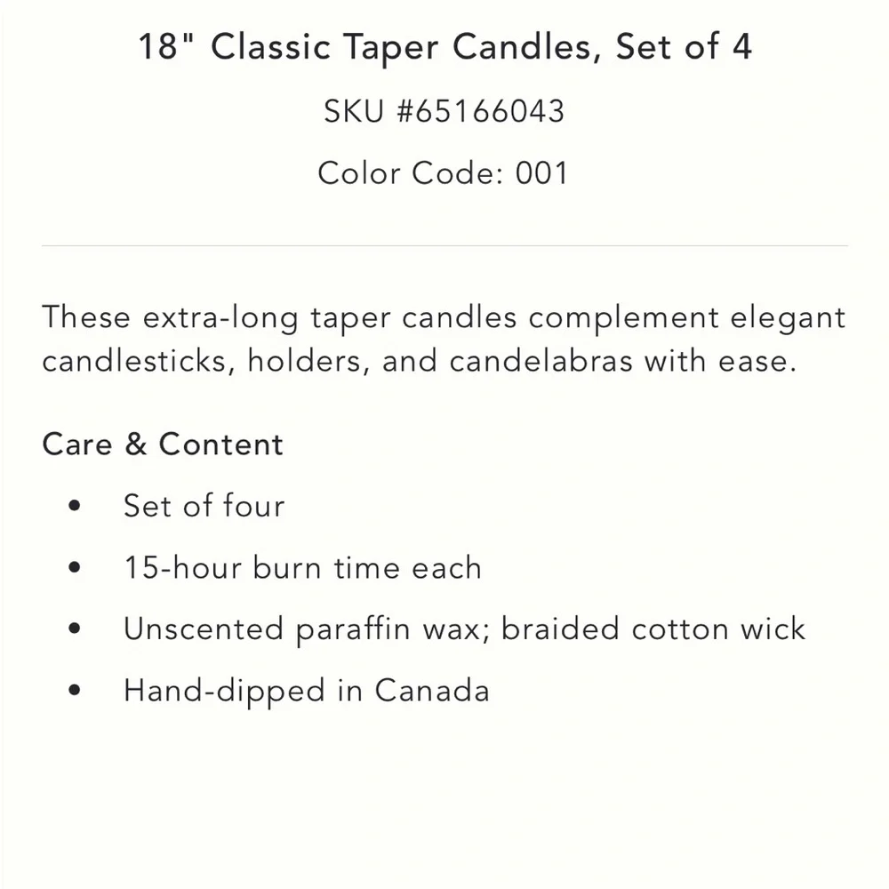 Red Burgundy 18” s/4 candles